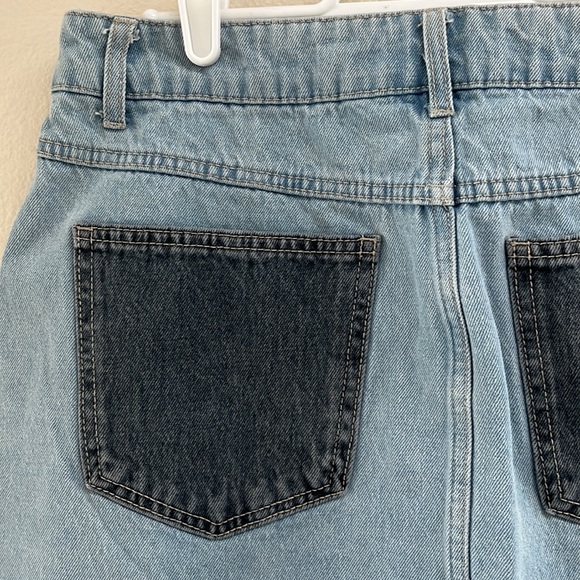 Wild Fable Color Block Blue Denim Jean Mini Skirt, Small, 100% Cotton Western - Picture 7 of 11